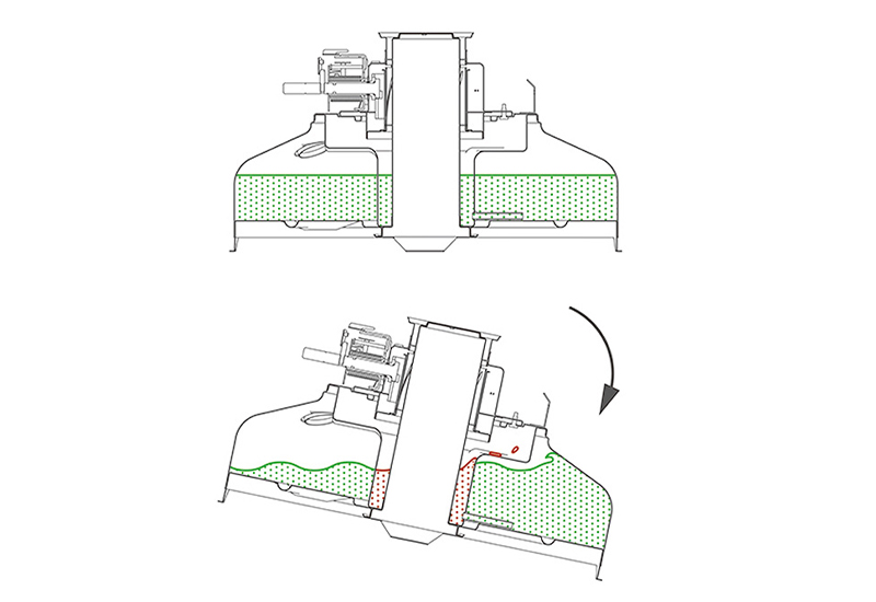 Illustration of Toyotomi double tank technology activating safety shutoff when heater is tipped over