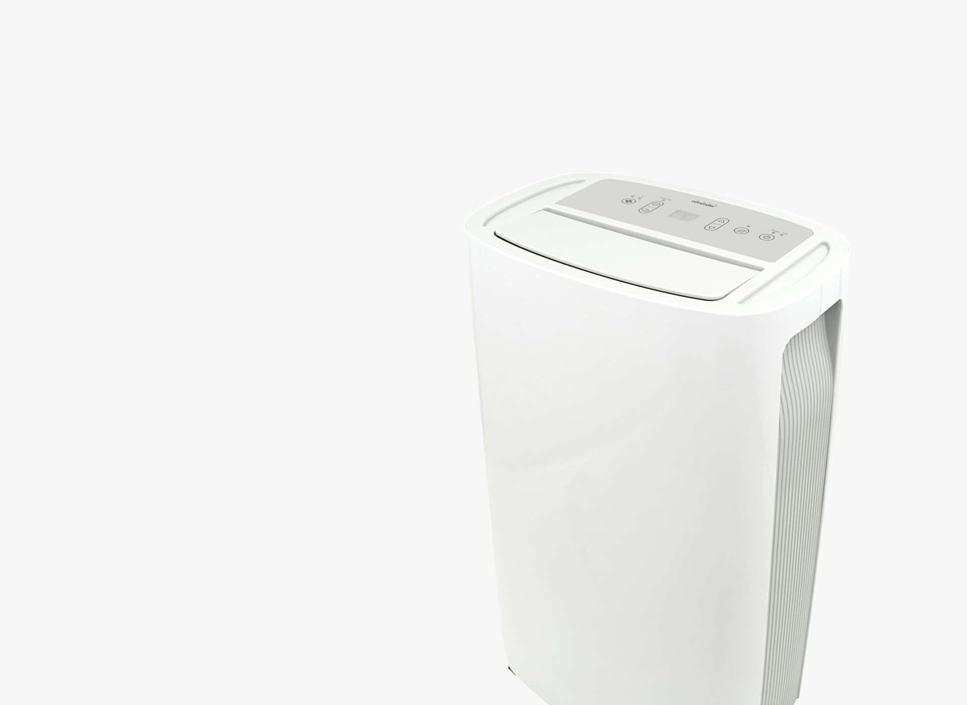 Toyotomi TD-2420 dehumidifier close up image with an grey background