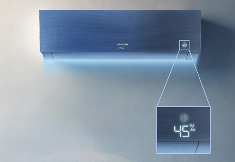 Toyotomi ERAI mostrando la función de deshumidificación inteligente en su pantalla.