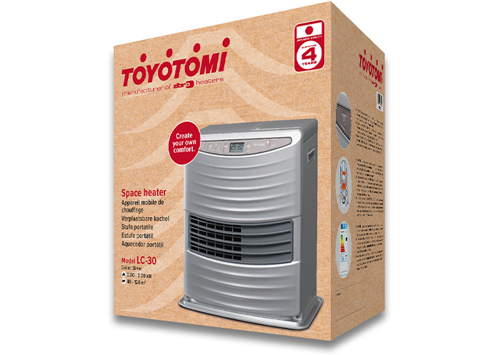 La nueva caja de los calentadores láser de Toyotomi hecha con un 98% de material reciclado