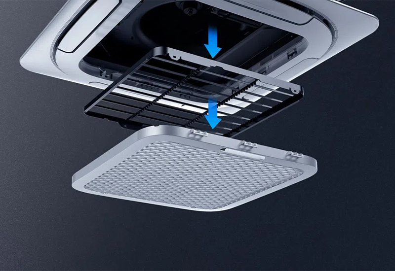 Muestra del aire acondicionado de techo Toyotomi y cómo funcionan.