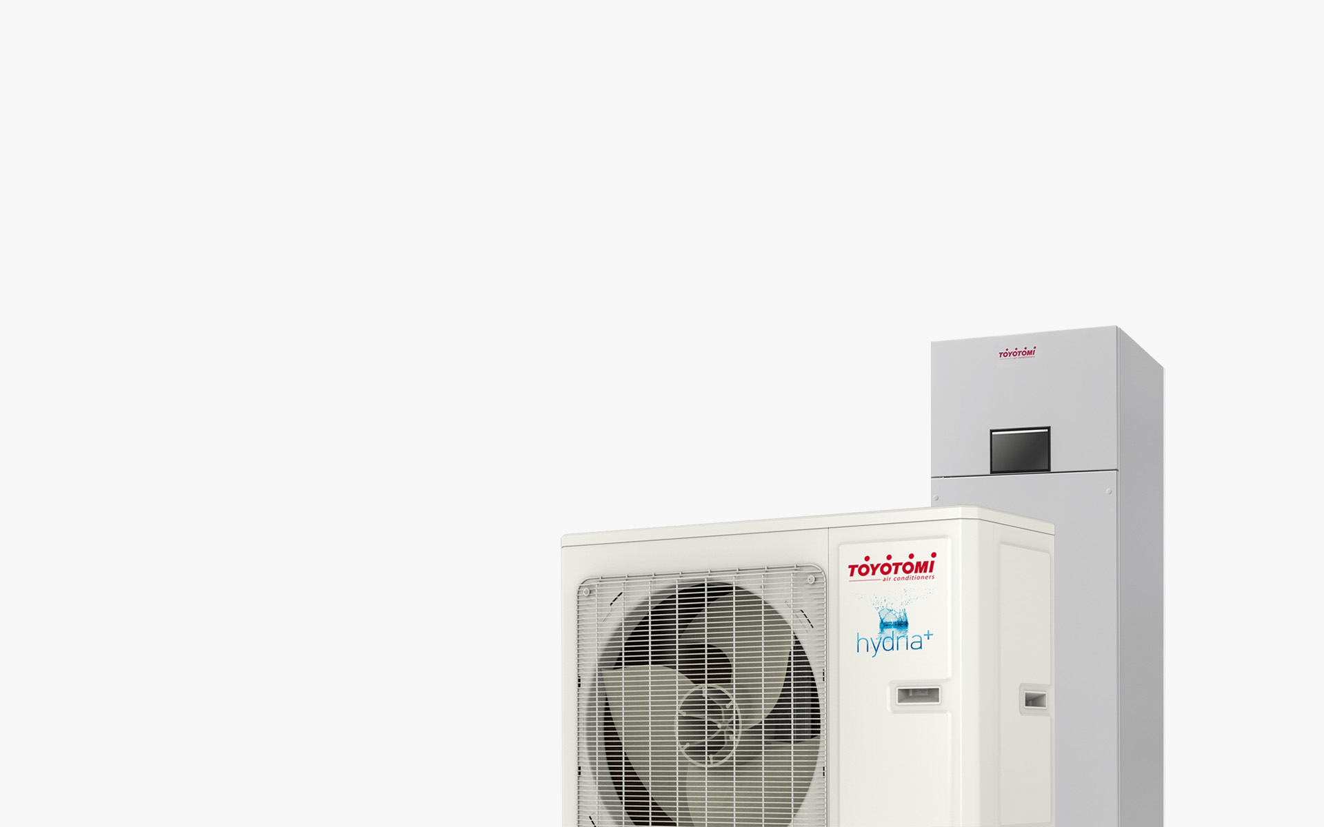 Toyotomi Hydra+ units with a blue background.