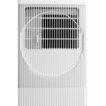 Modern white air vent with grill, suitable for HVAC systems and cooling applications.