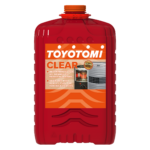 Red Toyotomi Clear paraffin heater fuel container for portable heating.