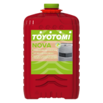 Red Toyotomi Nova liquid fuel container for heating systems.