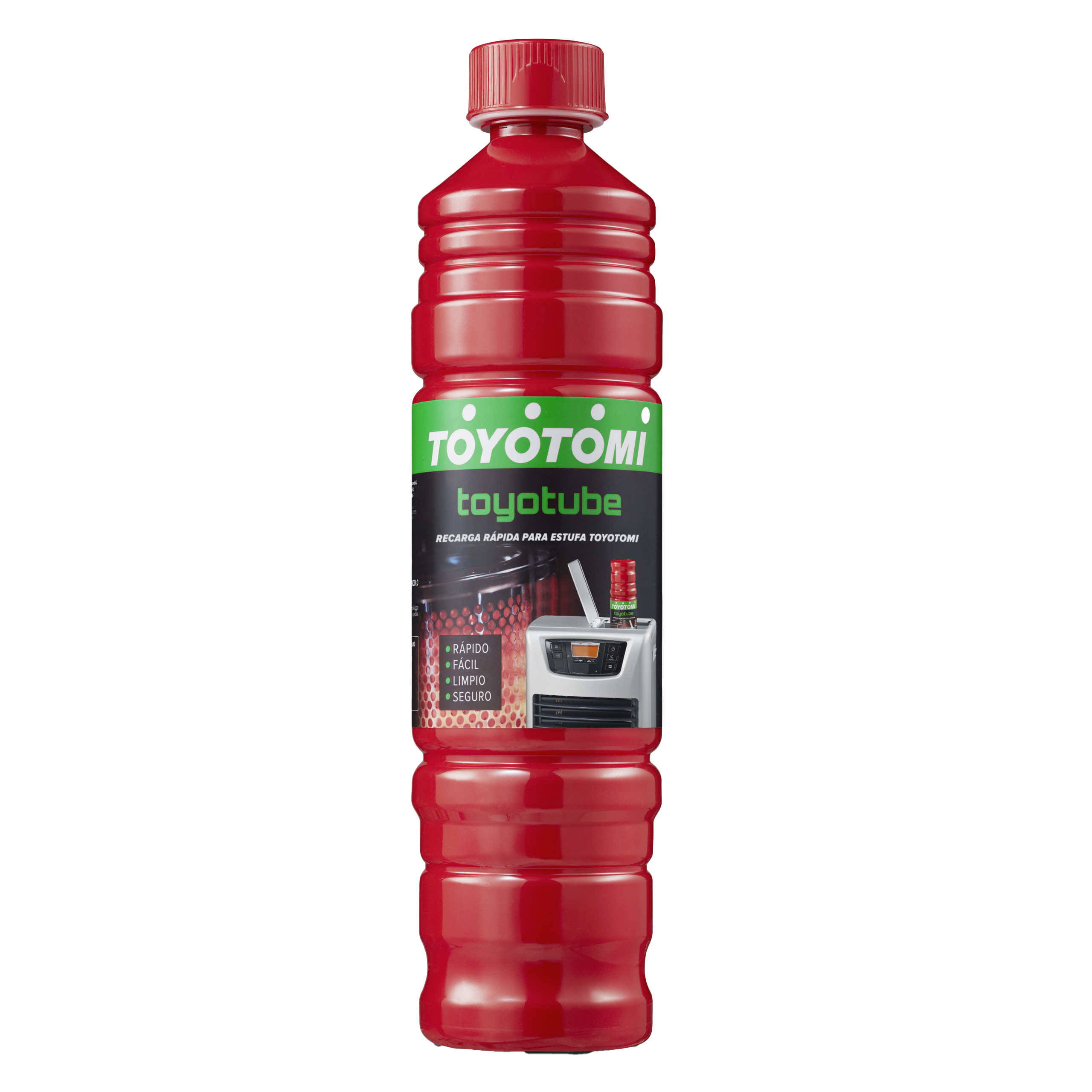 High-quality red bottle of Toyotomi Toyotube for quick and safe heating of Toyotomi stoves.