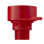 Red HVAC component for heating and cooling systems.